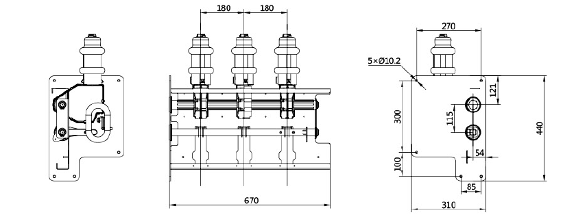 SF6 Indoor High Voltage 35kV Load Break switch WL-C 35/630/3插图1