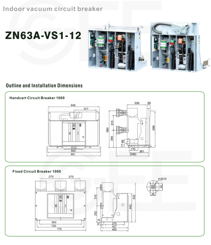 High Voltage Vacuum Circuit Breaker (VCB) ZN63-VS1-12插图3